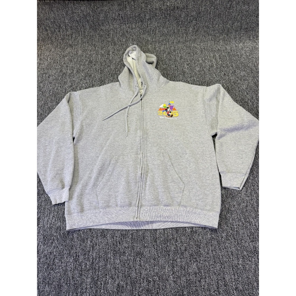 Hanes Disneyland Resort 2015 Hoodie Mens XL Gray Mickey Mouse Graphic‎ Full Zip